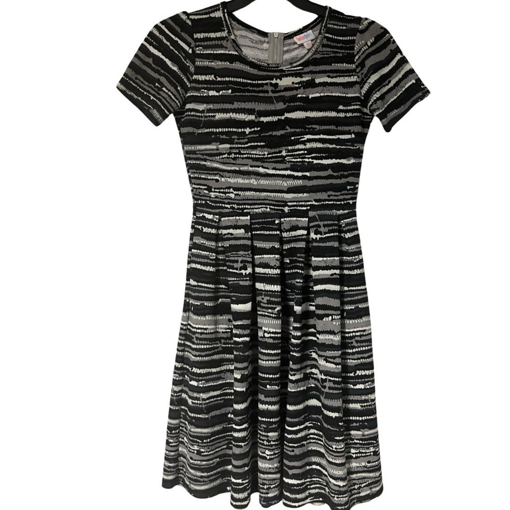 LuLaRoe Black and Gray Patterned Knee Length Dress, Women's Size‎ Small